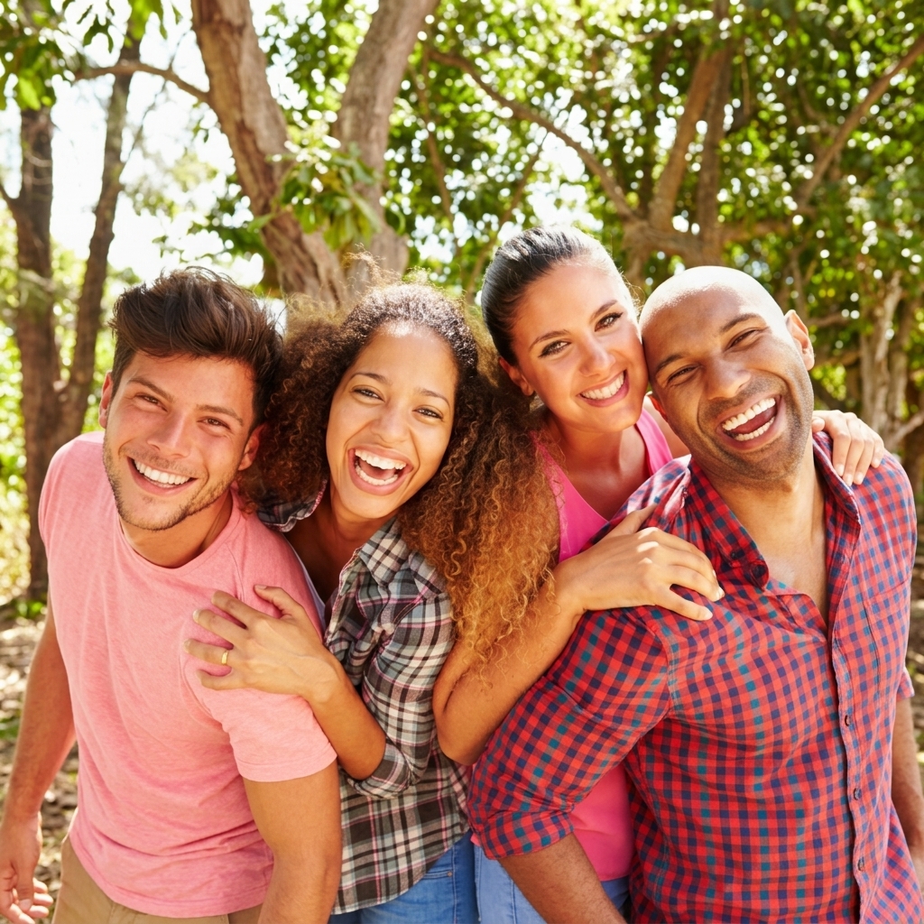 Smiling family — preventive oral cancer screening protects everyone, every visit